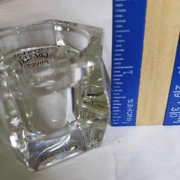 Crystal Glass Hexagon Short Taper Candle Holders Set of 2 1.5" Table Dining - Picture 8 of 9